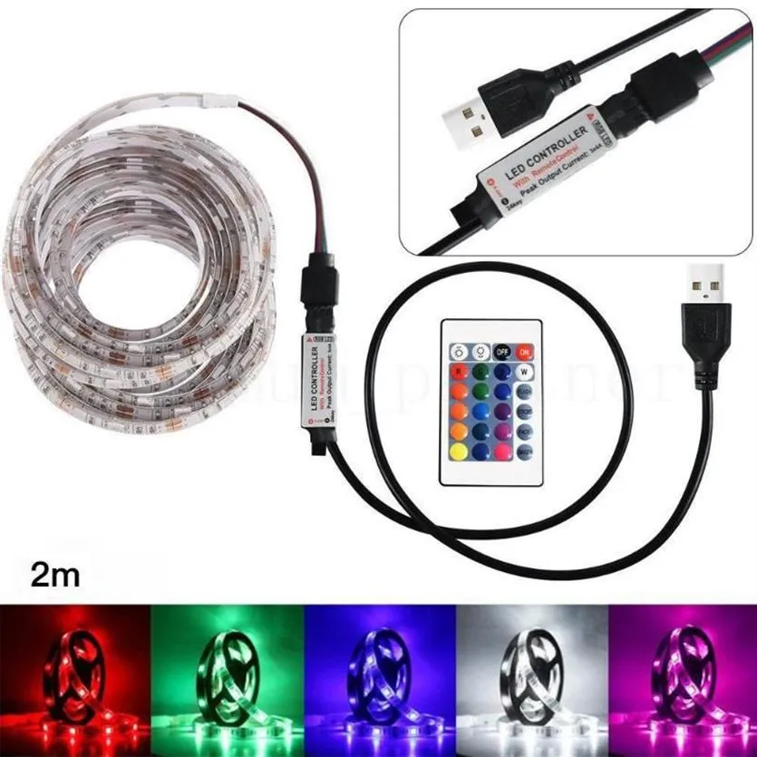 Strip Light 50-200CM USB TV Back Lamp Colour Changing Remote Control Decoration Strips LED249r