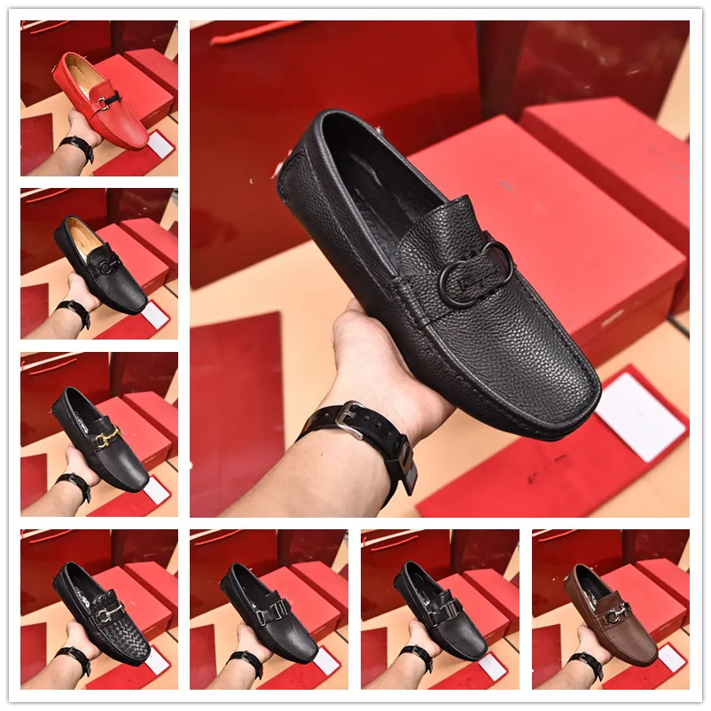 2023 Privat mode Mäns klänningskor High End Casual Shoes Buckle Horse Titles Buckle Low Top Shoes One Step Leather Shoes Storlek 38-46