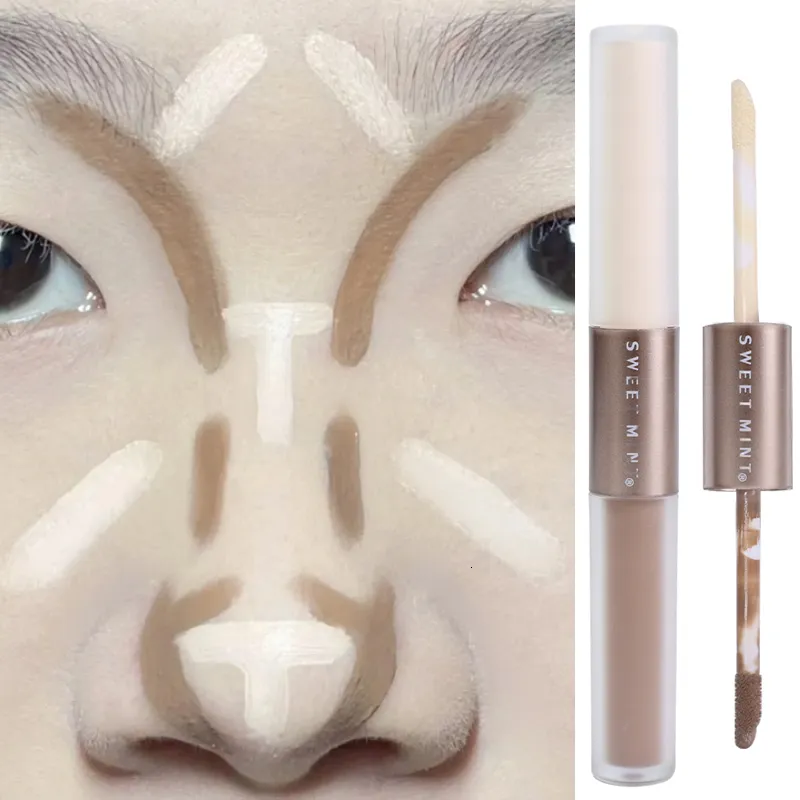 Concealer Dubbel-sluten markering av konturer Stick 2-i-1 concealer Pencil Cement grå tredimensionell näsa skugga Bronzers Makeup Pen 230926