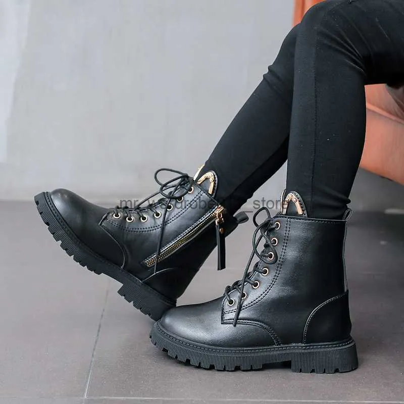 Boots Girls Ankle Boots Winter 2022 New Korean Leather Kids Boots