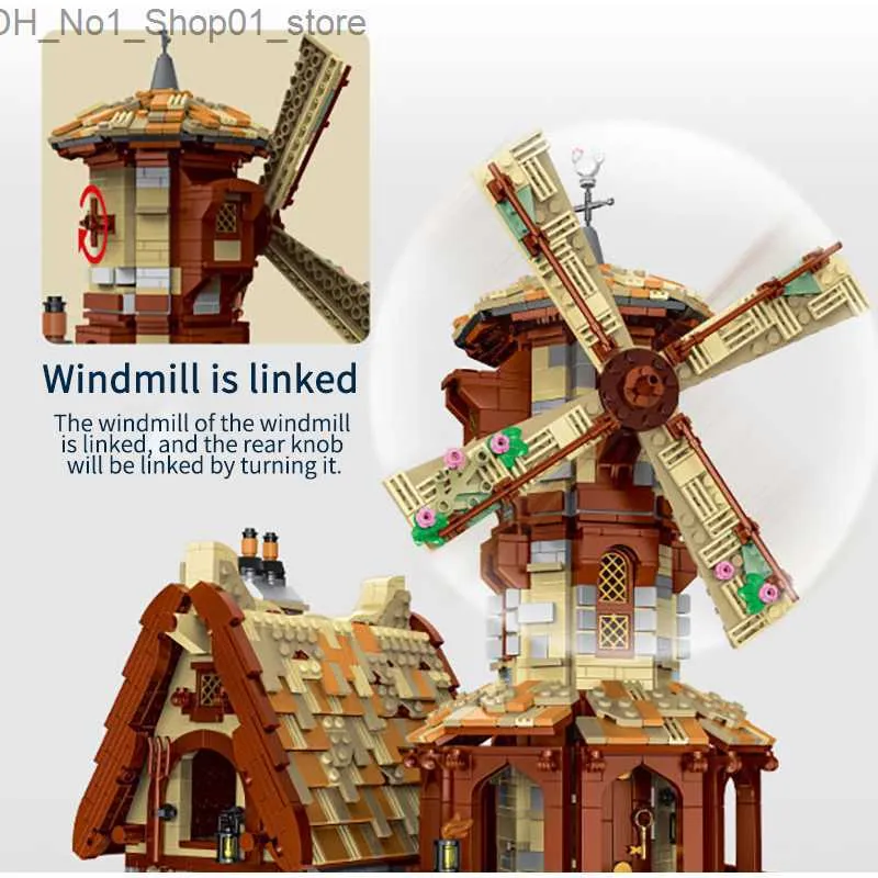 Moinho de vento medieval arquitetura modular blocos de construção
