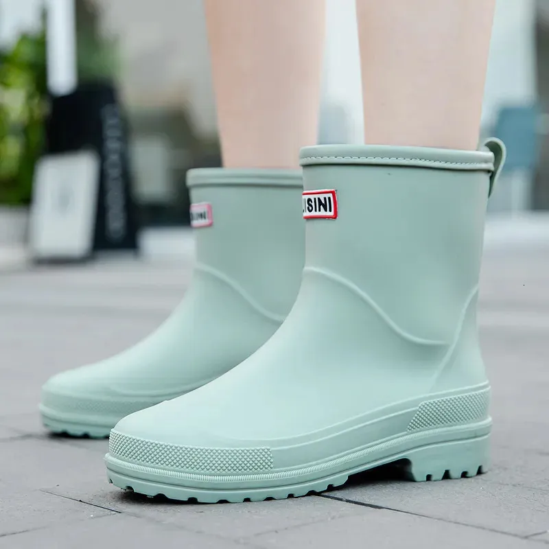 Rain Boots Water Boots Woman Rain Waterproof Ankle Rubber Boots Female Comfort Work Garden Galoshes Rain Shoes Sapato Chuva 230927