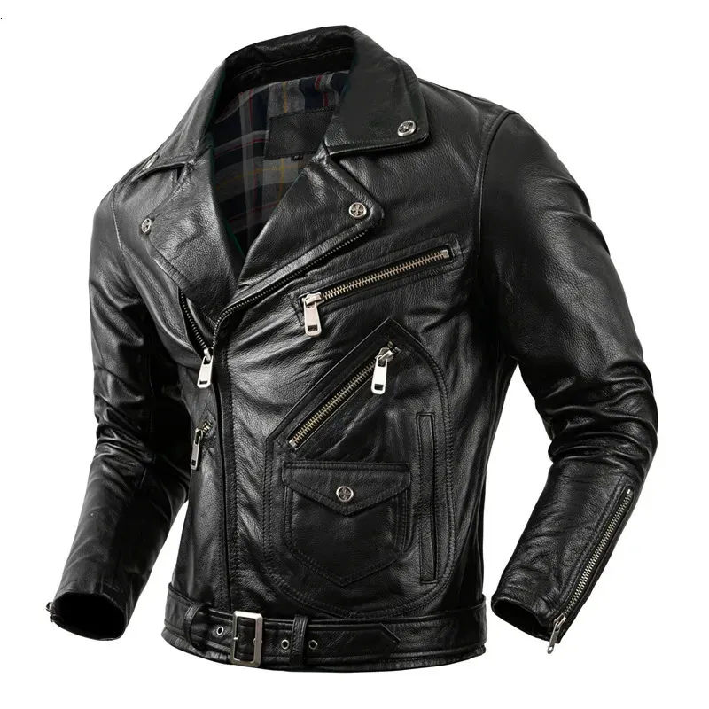 Men's Leather Faux Autumn Riding Jacket Motorcycle For Clothing Men Real Cowhide Biker Mens Coats 230927