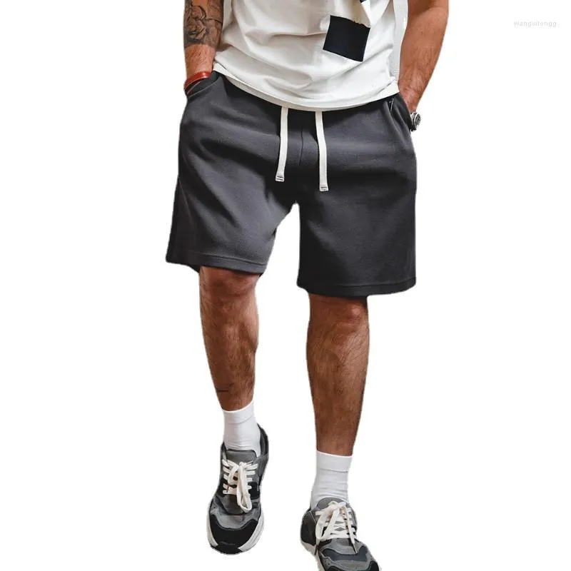 Męskie szorty amerykański w stylu wagi ciężkiej z koralikami warstwa powietrza z dzianiny haft haftowy koszykówka pięciominutowe spodnie sweter