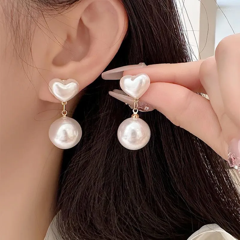 Backs Earrings Love Pearl No Hole Ear Clips Heart Clip Earring Without Piercing Minimalist Jewelry CEk885