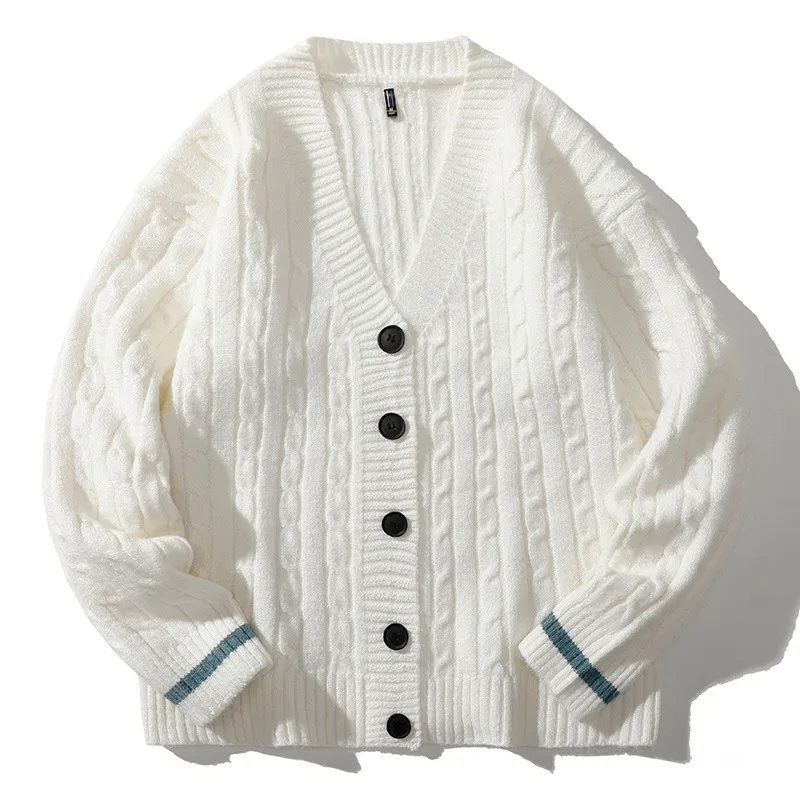 Tendance d'automne en tricot ample à col en V avec manteau décontracté