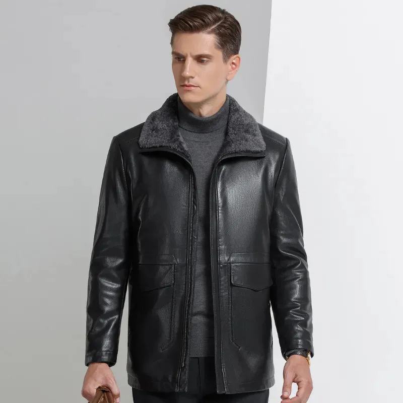 Cappotto in pelliccia sintetica da uomo YN2108 con risvolto di media lunghezza, pecora naturale, caldo, morbido e traspirante 230927