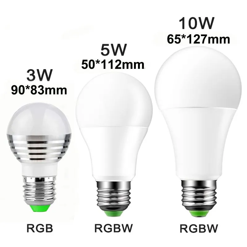 E27 E14 LED Changing RGB rgbw Light Bulb Lamp 85-265V RGB Led Light Spotlight + IR Remote Control