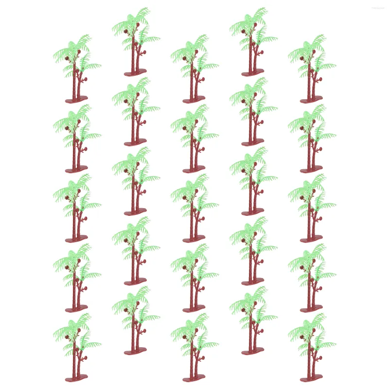 Flores decorativas 25 peças palmeira modelo árvore mini plam miniaturas simulação tridimensional