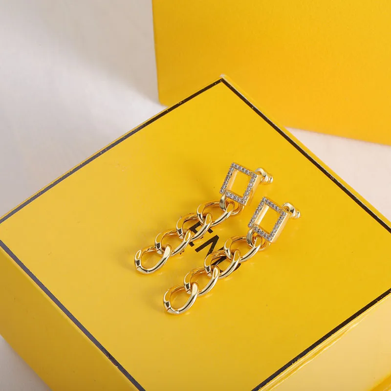 Cercei cu diamante de designer, cercei cu farmec din aur pentru femei, bijuterii cu litere, lanț de modă, cercei cu legănă_voghion.com