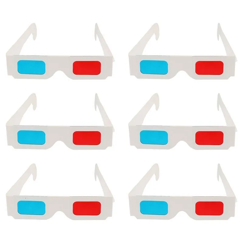 VR AR Accessorise 100 pezzi di cartone occhiali 3D carta usa e getta Video 3D rosso e blu Set anaglifi universali per film 230927