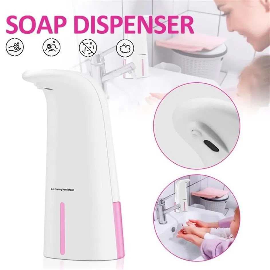 Automatisk beröring av avkänning av tvålvätskemaskin sensor Touchless Soap Dispenser rosa för hemkök 250 ml badrumstillbehör229h