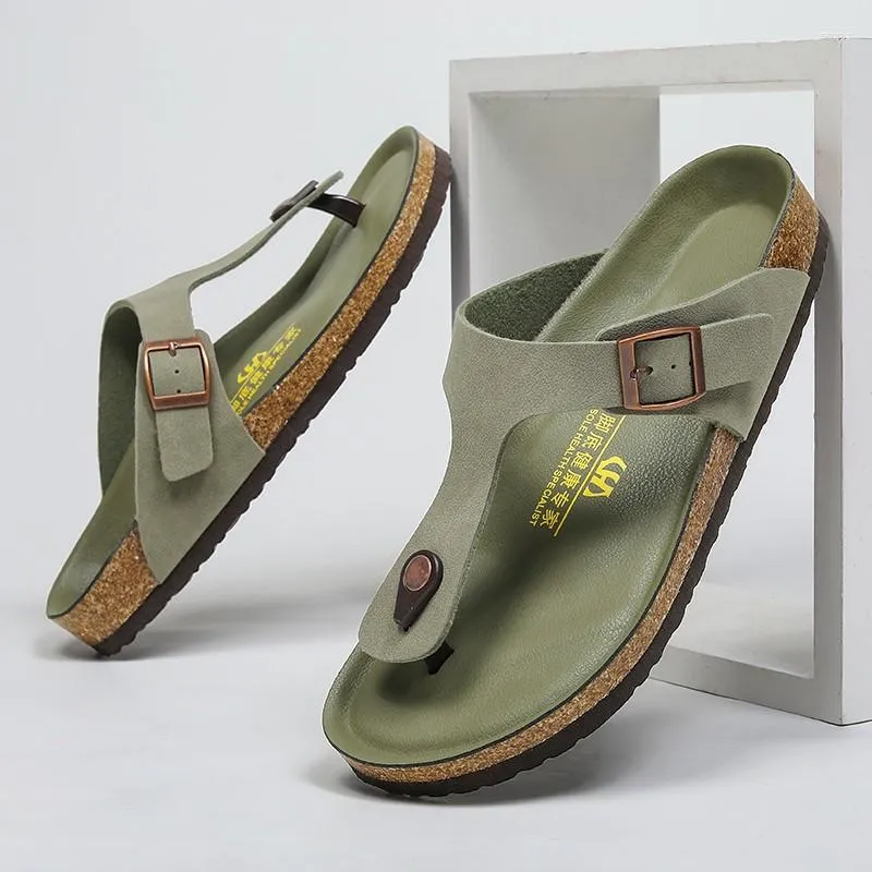 Pantoufles d'été tongs hommes chaussures en plein air mode PU cuir plat vacances plage antidérapant loisirs taille 35-46