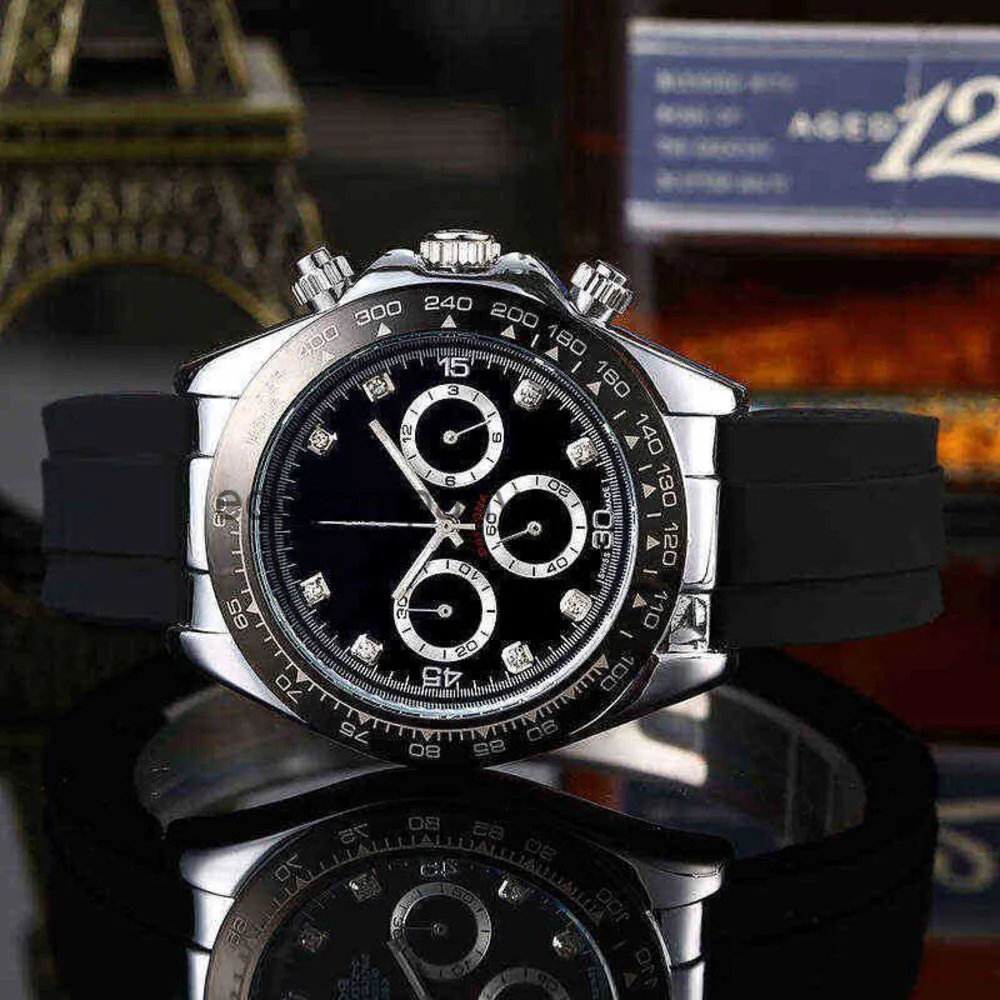 Relógio Daytonass Luxo Designer Homens Relógio de Pulso Cronógrafo Multifuncional Fita Estrangeira com Seis Agulhas Trabalho Moda Masculina Três Olhos Genebra V14Y