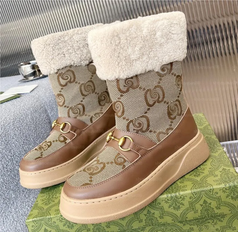 Designer Boot Women Winter Plush Warm Snow Ankel Boots Fashion Luxury Comfort Australia Sheepskin Suede Martin Booties Shoe