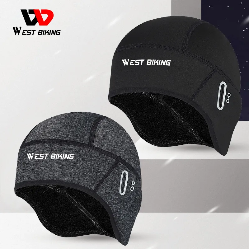 Cycling Helmets WEST BIKING Winter Thermal Cap Under MTB Helmet Liner Fleece Hat For Men Bicycle Skiing Beanie Running Hiking Skullcaps 230926