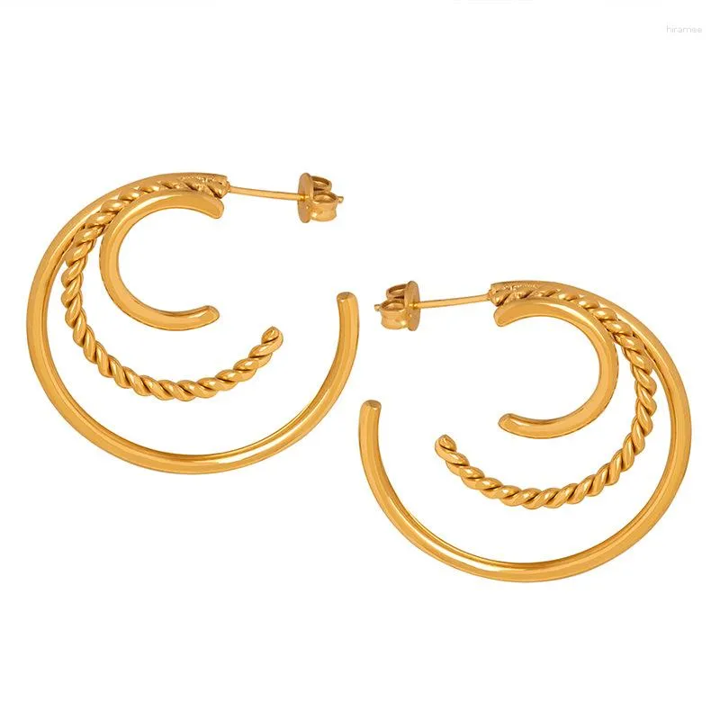 Hoopörhängen C-formad 3-lager halvcirkelprickar för kvinnor dinglar damer 2023 presentmode smycken