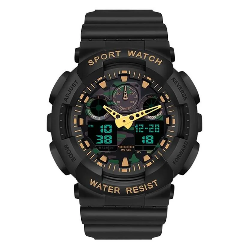 Montre de sport Gshock pour hommes, étanche 50M, montre-bracelet Relogio Masculino, grand cadran à Quartz numérique, horloge militaire militaire, montres pour hommes 268j