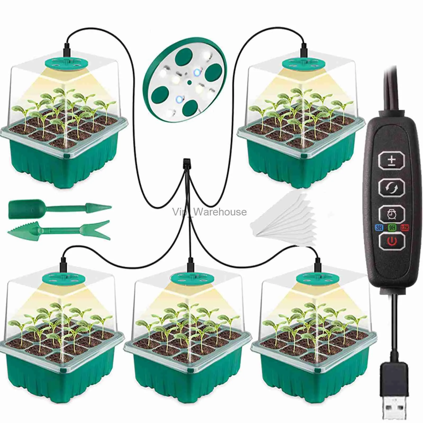 Grow Lights Full Spectrum LED Grow Light med plantor Tray Plant Seed Starter Trays växthus som växer brickor med hål 12 Cell per bricka YQ230927