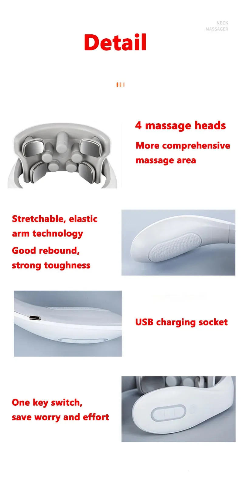 Massager Full Body Massager Slimme rug- en nekmassager Instrument Schouder Nekmassage Halswervel Gezondheidszorg Vibrator Verwarming Re