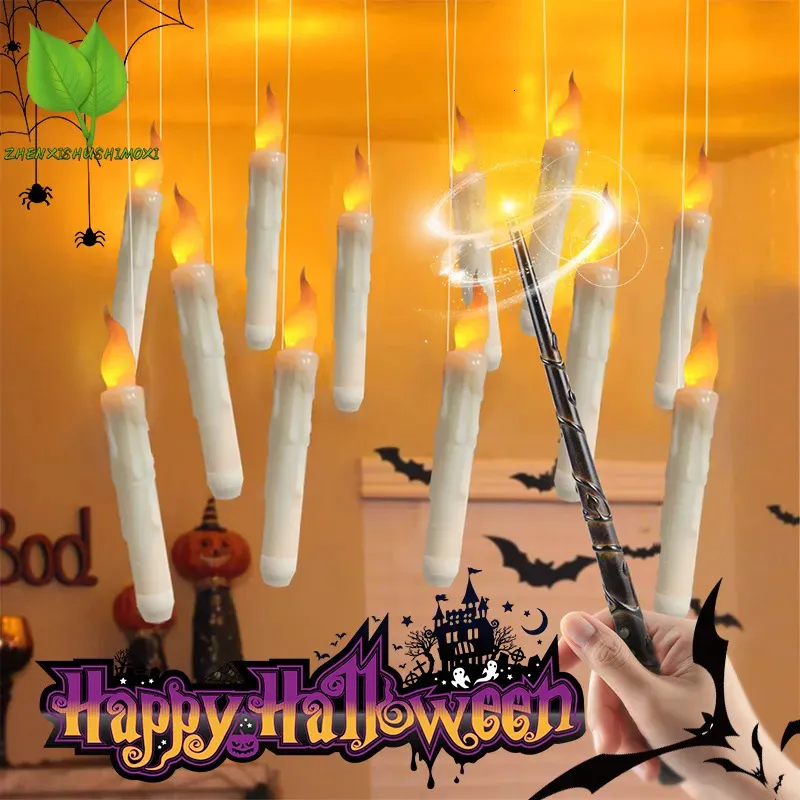 Kaarsen Warm Licht Decoratie Halloween Vlamloze Toverstaf Afstandsbediening Hangend Bediend Potter Harries Batterij Drijvend 230921