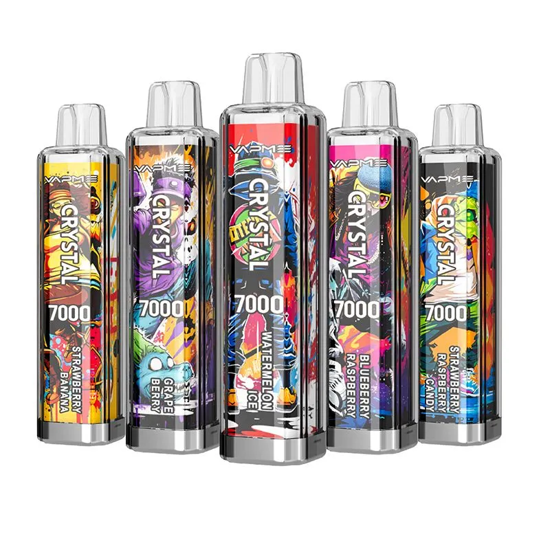 Original VAPME CRYSTAL 7000 Puffs Vape jetable 14 ml Prérempli 650 mAh Batterie RGB MESH Coil Cigarettes PK RANDM tornado 7000 9000 10K 12000 12K Puff Flex 5000 Pro