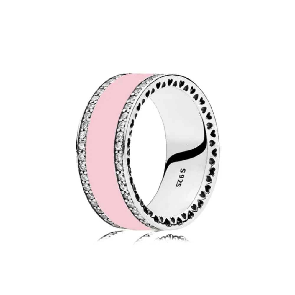 Ring Designer Vrouwen Pandorara Originele Kwaliteit Sterling 925 Zilver Stralende Harten Lucht Roze Wit Emaille Spinel Fit Zilveren Sieraden Vrouwen Trouwring Originele Doos