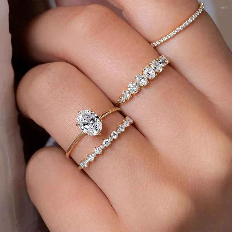 Cluster Rings Real S925 Sterling Silver Bohemia White Zircon Wedding Thin Finger Exquisite Couple Ring Jewelry for Women 2024