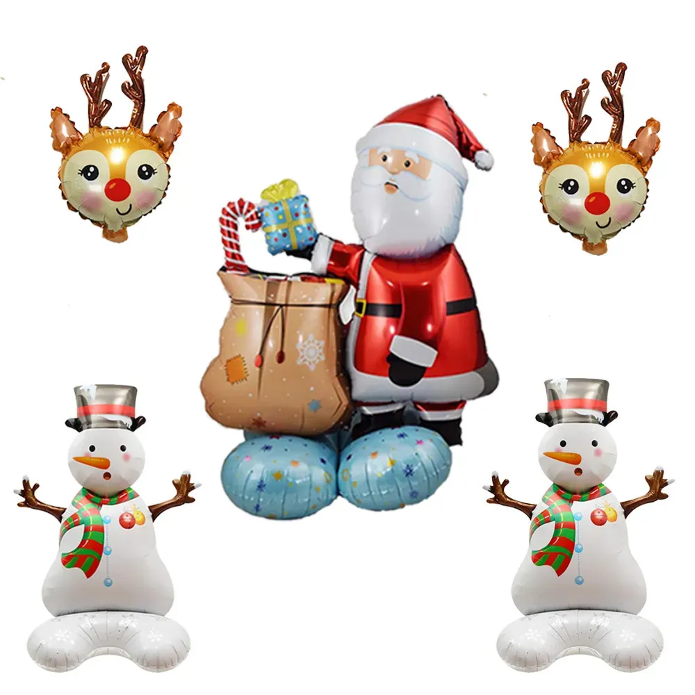 Juldekorationer 110 cm Standing Christmas Balloon Christmas Tree Elk Snowman Balloon Santa Claus Balloon For Home Christmas Xmas Party Decoration 230927