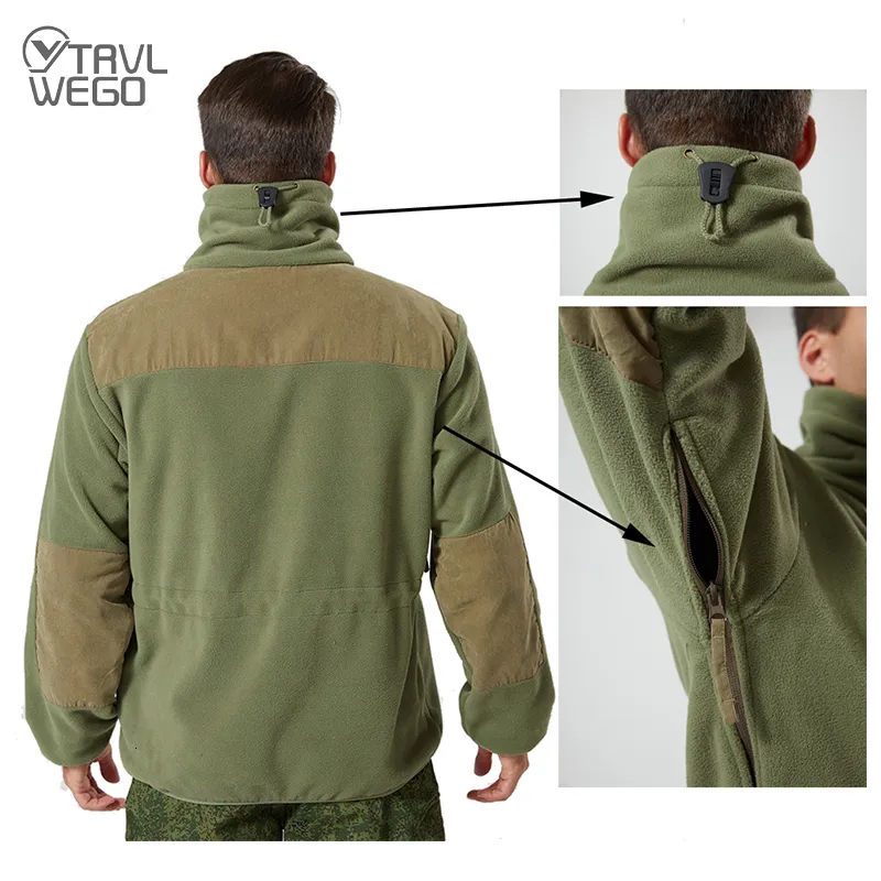 Utomhusjackor hoodies trvlwego Men Tactical Jacking Camping Lightweight Polar Stand Collar Fullzip Fleece Thermal Outerwear Running Handing Travel Coat 230926