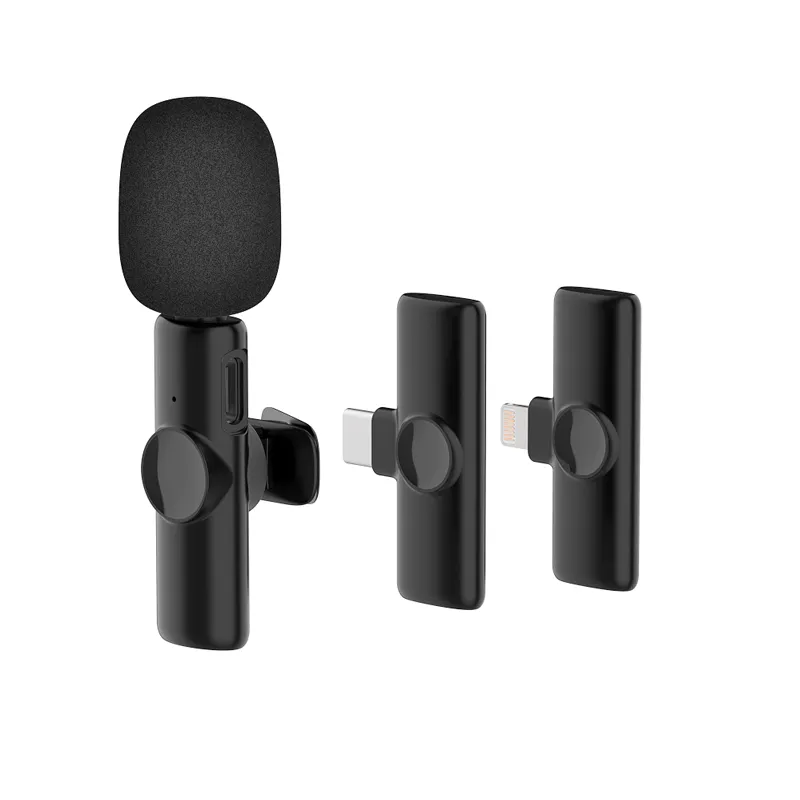 2 Pack Mini Wireless Lavalier Bluetooth Microphone K11 för iPhone, iPad - Lapel Mics Plug and Play 2.4 GHz utan ljudfördröjning