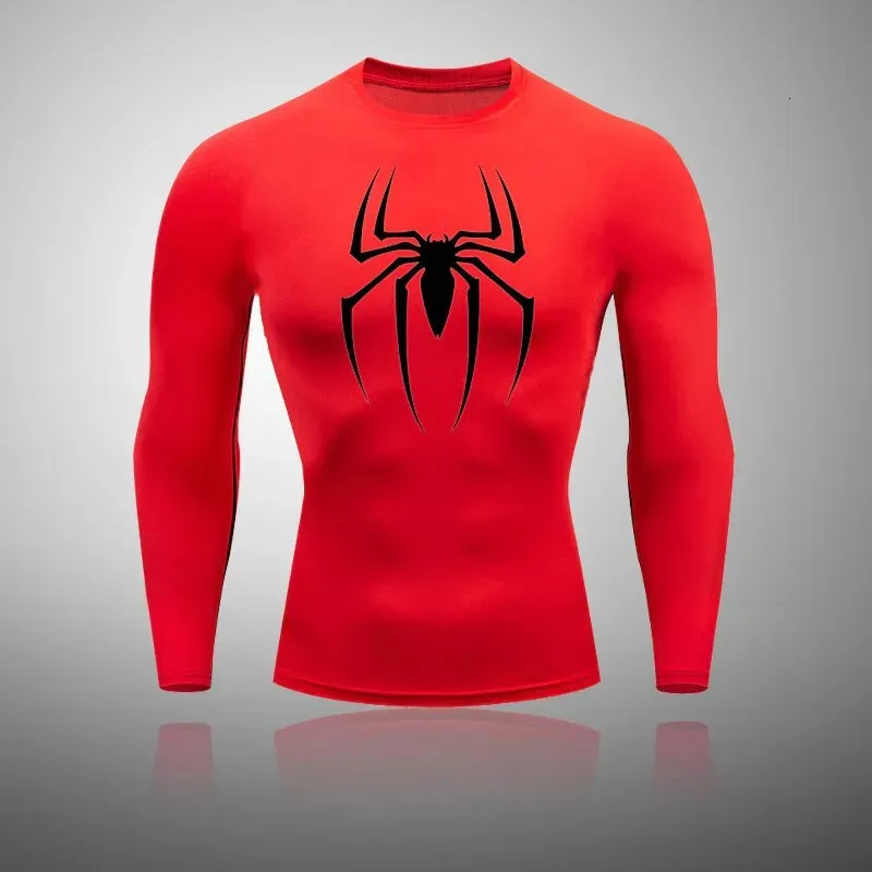 Camisetas para hombres Camiseta para hombre Camisa roja para correr Ropa de secado rápido para hombres Ropa de fitness ligera y transpirable Cuello redondo Camiseta de manga larga 230927