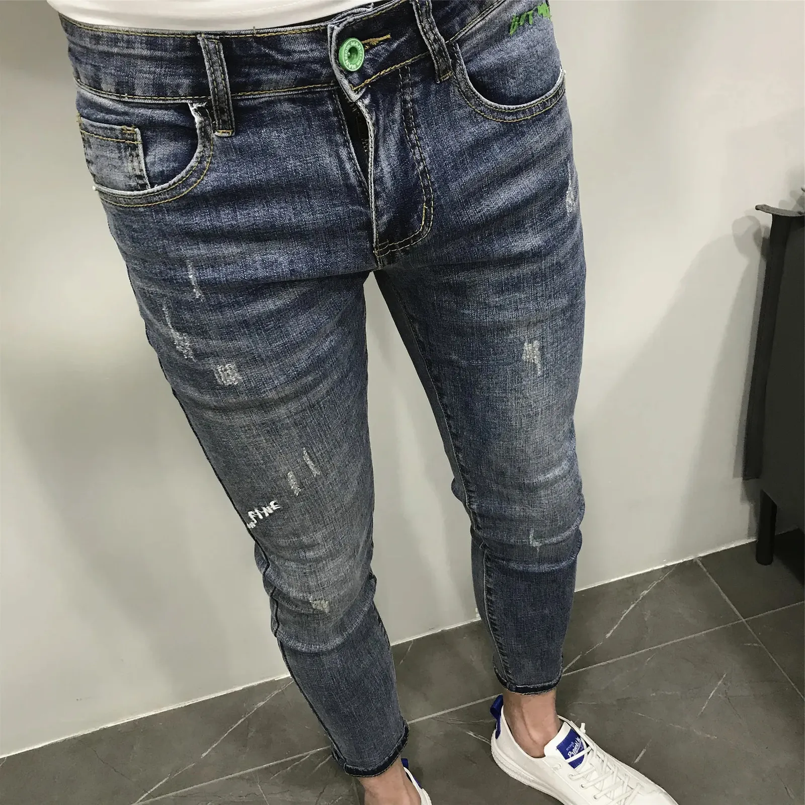 European Mens Skinny Jeans: Ankle Length, Grey Stripe Denim For Biker Style  210723 IOq UAREDs 2s S 5ABR From Aaa_luxury05, $67.82 | DHgate.Com