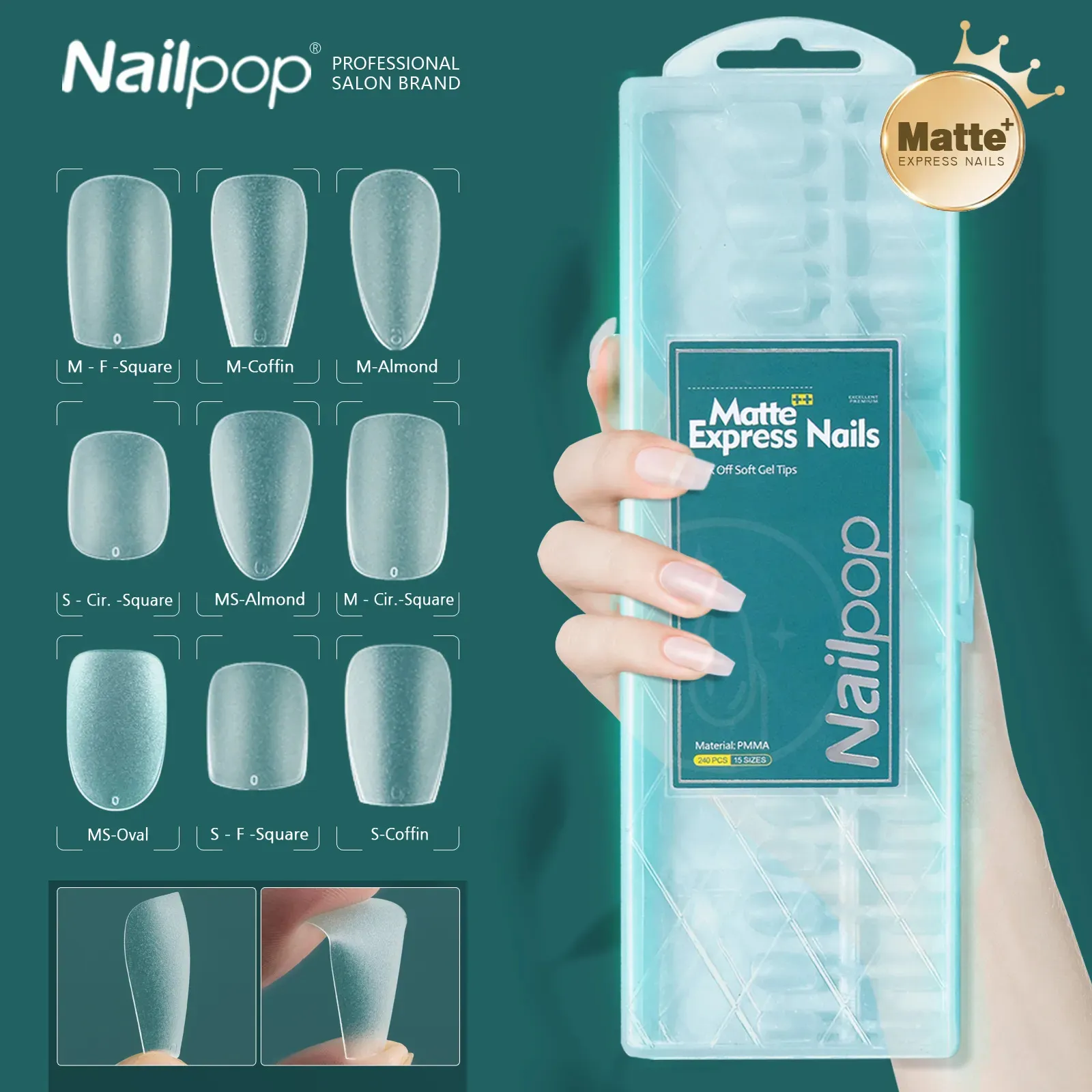 False Nails Nailpop Short Matte Nail Tips 확장 시스템 전체 커버 젤 팁 네일 아트 캡슐 COFFIN ALMOND FAKE EXPERT NAING 230927