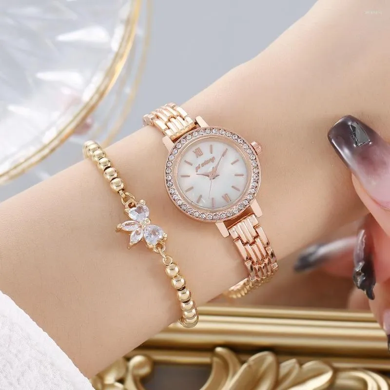 Conjunto De Relojes Y Pulseras De Eslabones Para Mujer Reloj De