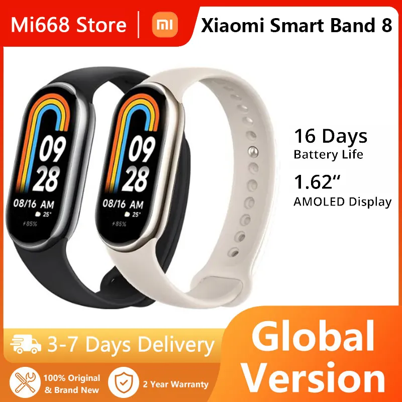 Global Sürüm Xiaomi Band 8 1.62 '' AMOLED Ultra Uzun Pil Ömrü 16 Gün Akıllı Bilezik 150+ Spor Modları