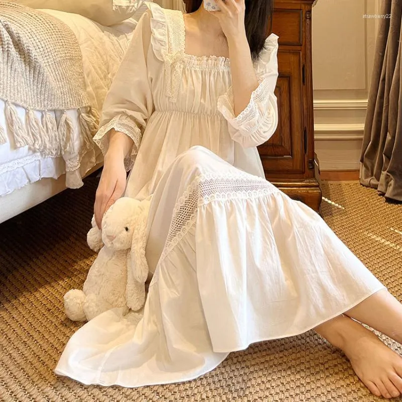 Womens Victorian Nightgown Vintage 2 pcs Sleepwear Nightdress Robes Royal  Pajamas Lounge Wear