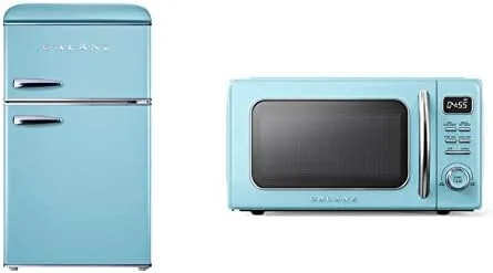 レトロコンパクト冷蔵庫、デュアルドア付きミニ冷蔵庫、3.1 Cu ft、Blue Glcmkz11ber10レトロカウンタートップマイクロ波オーブンウィットHom