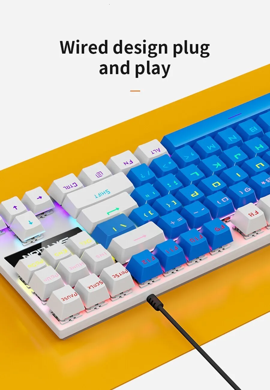 Teclado mecânico com fio SKYLION K87 20 tipos de iluminação para jogos e  escritório Microsoft Windows e sistema Apple IOS - FRETE GRÁTIS - MDT Store