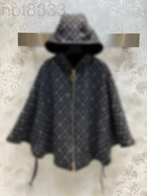 Women's Cape Designer Autumn/winter Blogger Double-sided Woolen Hooded Zippered Cape Jacket EB2I