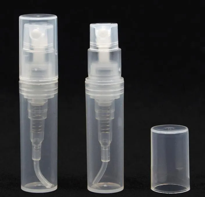 1000pcs plastikowe perfumy spray pusta butelka 2 ml 2G napędzana próbka pojemnik kosmetyczny mini mały okrągły atomizer do balsamu LX1028 ZZ