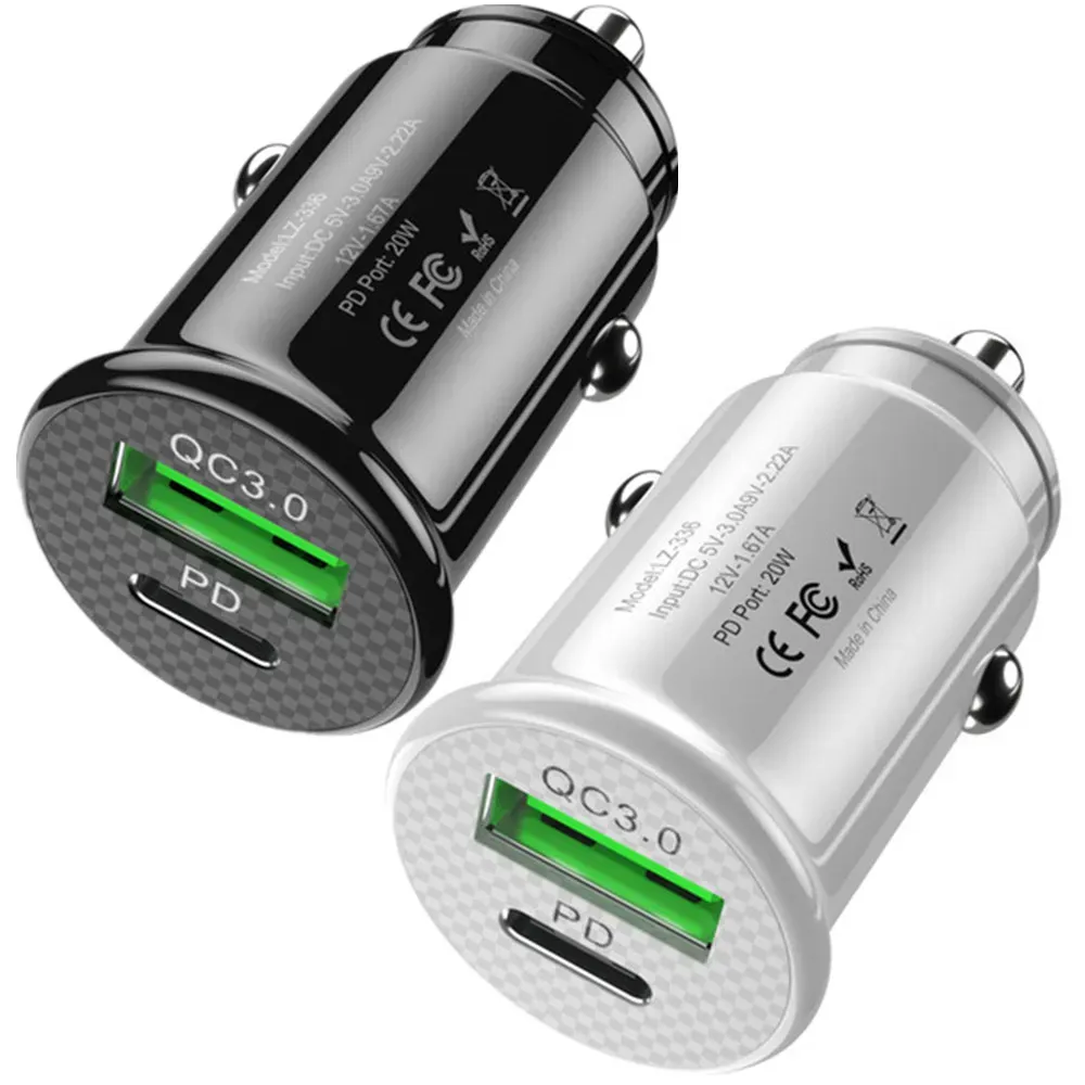 20W Dual Ports Fast Quick Charging PD USBC Type C Car Charger Power