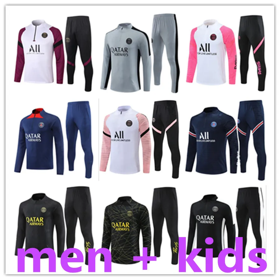 Män och barn Tracksuit Retro Training Survetement Chandal Kit Football Soccer Camiseta Mbappe Neymar Jr Kimpembe Fabian Verratti C Soler Juan Bernat Ekitike