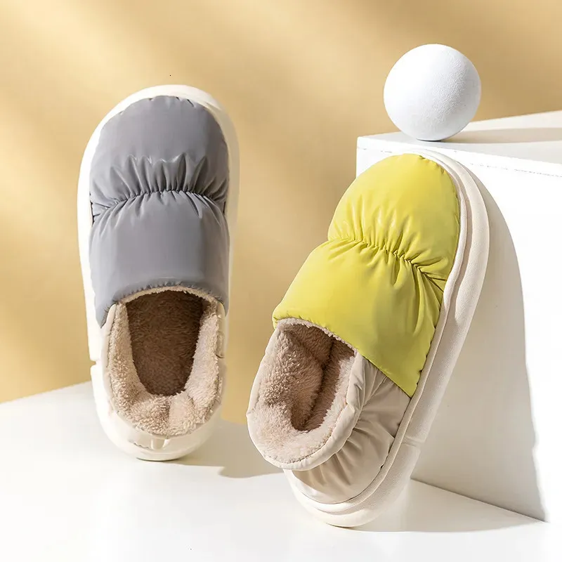 Slippers Comwarm Winter Toast Vrouwen Slippers Warm Pluche Katoen Slippers Indoor Home Antislip Dikke Zool Harige Schoenen Voor Koppels 230927