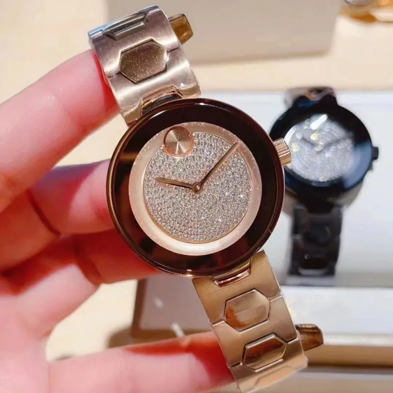 Luxe modehorloges Quartz uurwerk 32 mm wijzerplaat Roestvrij stalen band Kristallen horloge Dagelijkse mode Gratis transport