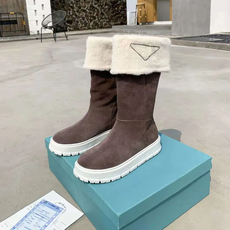 Designer Laarzen Parijs Luxe merklaars Echt leer Warme laarzen Martin Enkellaarsjes Heren Kort Winter Vol bont Pluizige harige Sneakers Trainers per merk