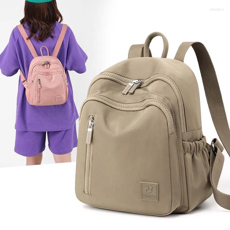 Zaino classico da donna di alta qualità, da viaggio all'aperto, impermeabile, in nylon, mini quadrato, borsa da scuola per libri, durevole