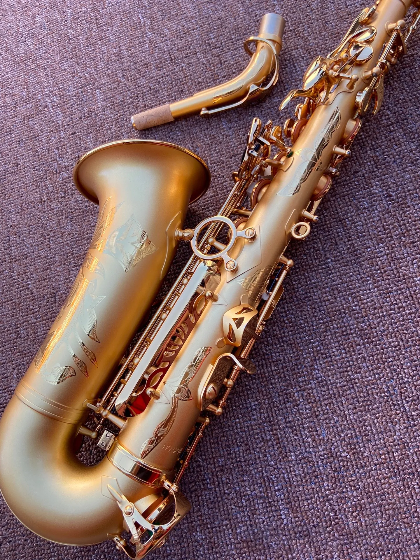 Hemp gold professional Alto saxophone drop E tone 54 high-end pure gold-plated matte process alto saxophone jazz instrument