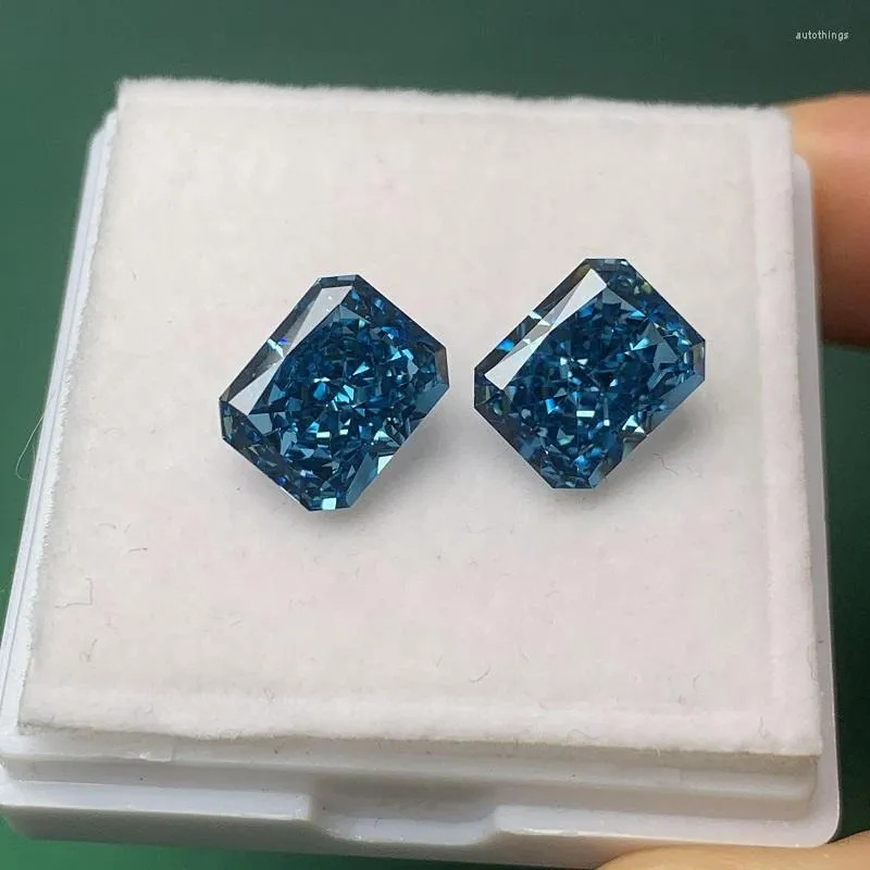 Lösa ädelstenar Ruif Special Vacker Diamond Blue Radiant Cut Crushed Cutter Cubic Zirconia Stone för lätta smycken Making