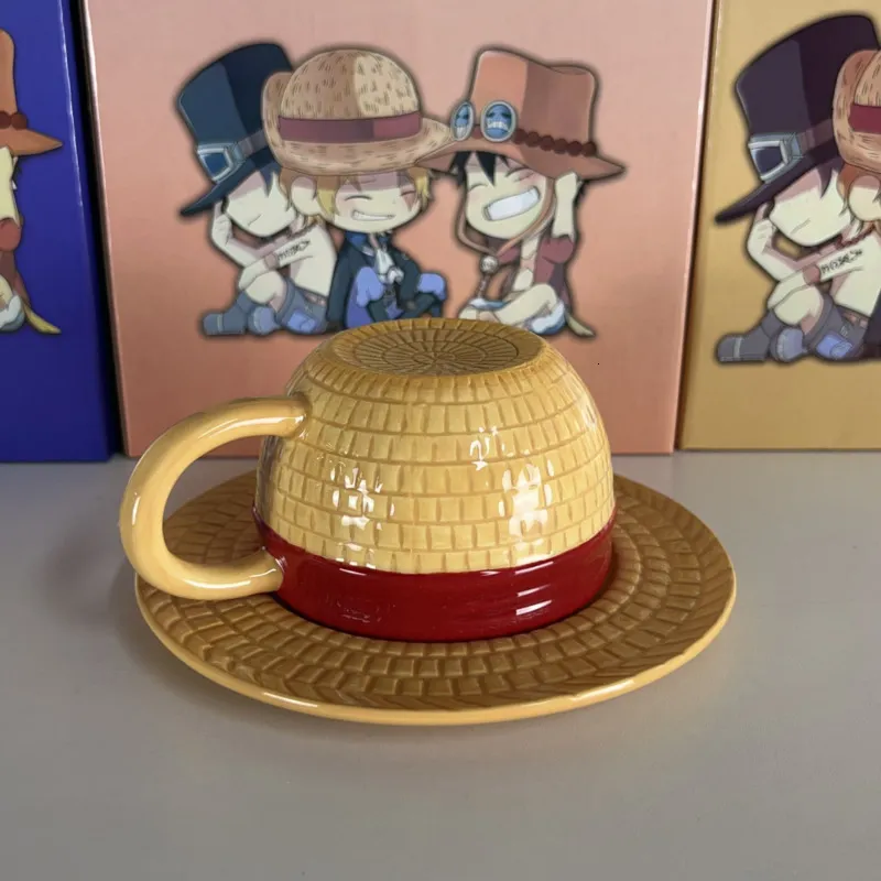 Cartoon Anime One Piece Hat Design Ceramic Cup Set With Saucer Nativity  Figurines Hobby Lobby For Breakfast, Milk, Coffee, Tea Sabot Luffy And Ace  Cap Design Ideal For Kids And Adults 230926